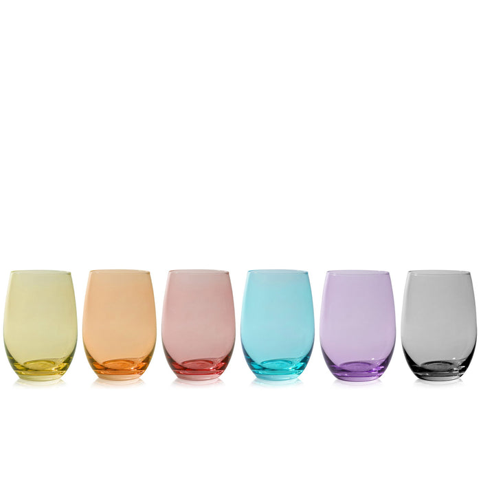 Color Stemless Wine Glass set of 6 by True (11416)