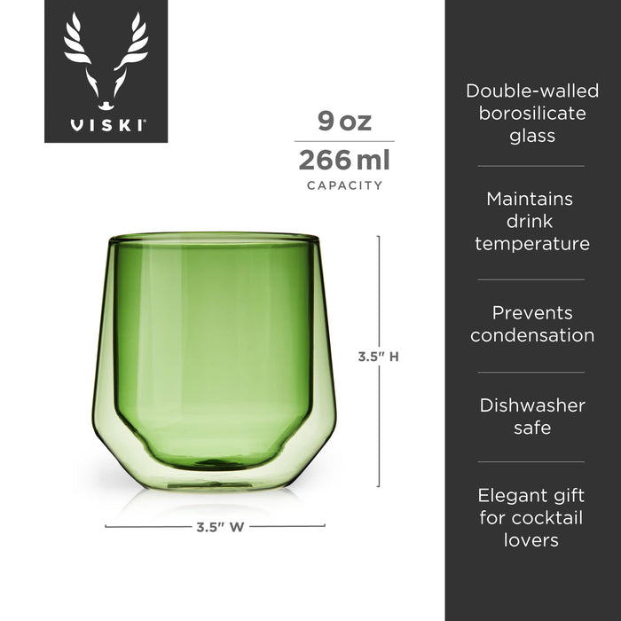 Double Walled Aurora Tumblers in Green set of 2 by Viski (11189)