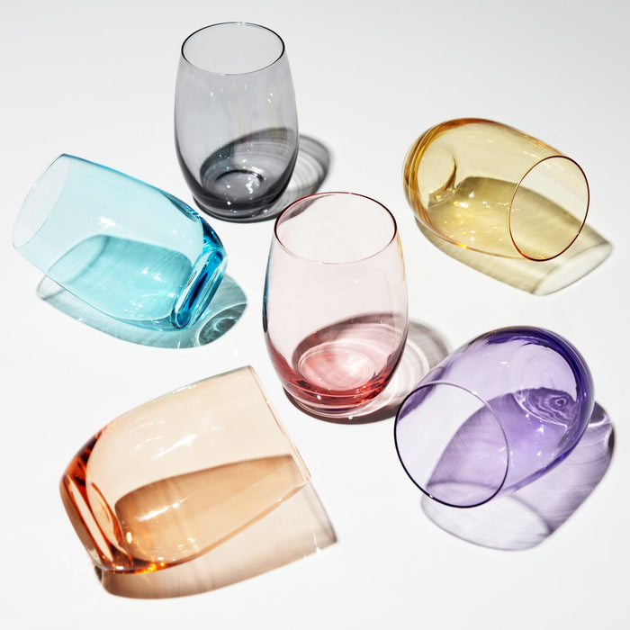 Color Stemless Wine Glass set of 6 by True (11416)