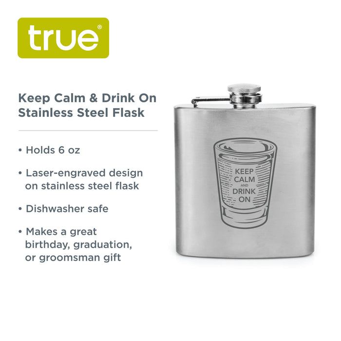 Keep Calm Stainless Steel Flask by True (11171)