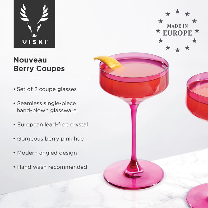 Reserve Nouveau Crystal Coupes in Berry by Viski (set of 2)