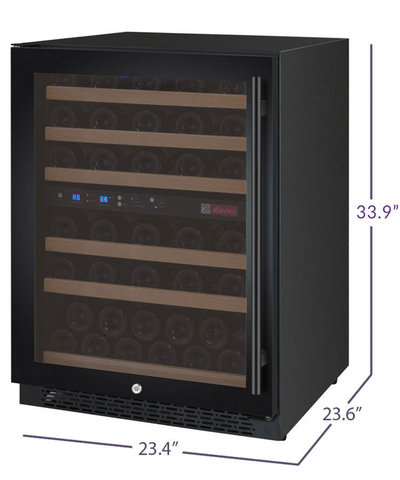 Allavino - 24"  56-Bottle Dual-Zone FlexCount II Tru-Vino Black Wine Cooler (AO VSWR56-2BL)