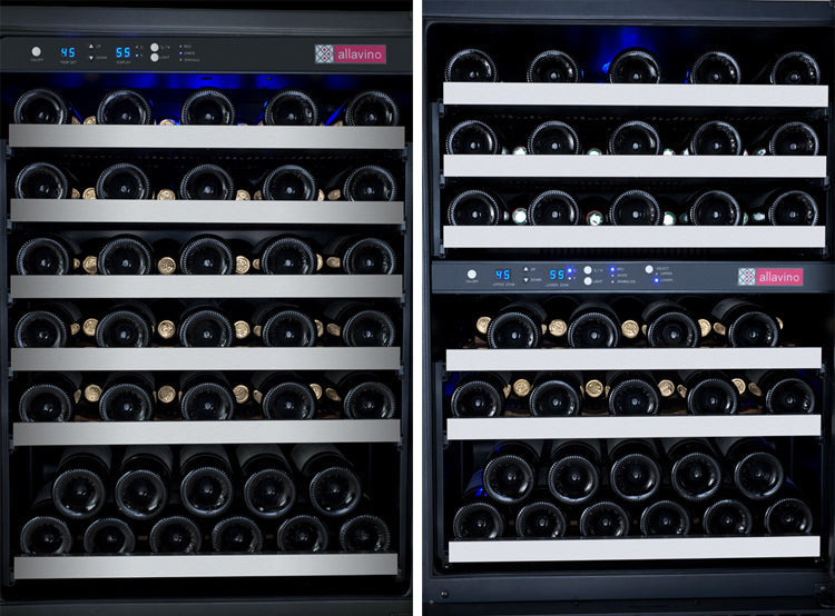 Allavino -  47" 249-Bottle Three-Zone FlexCount II Tru-Vino Side by Side Stainless Steel Wine Cooler (BF 3Z-VSWR2128-S20)