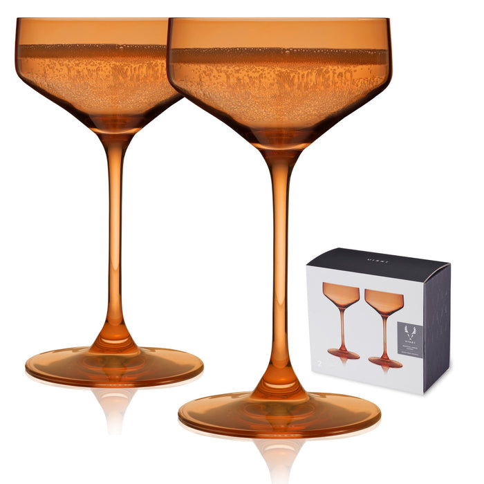 Reserve Nouveau Crystal Coupes in Amber by Viski (set of 2)