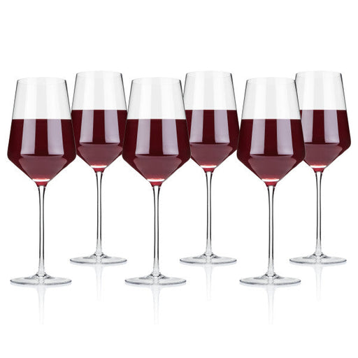 Angled Crystal Bordeaux Glasses (Set of 6) by Viski (10851)