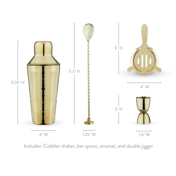 Gold Hammered Barware Set by Twine (10615)