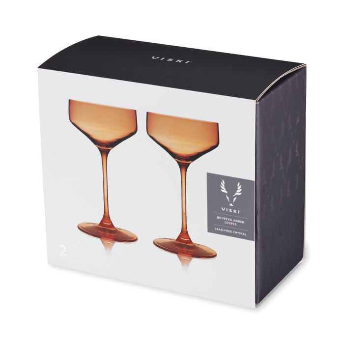 Reserve Nouveau Crystal Coupes in Amber by Viski (set of 2)